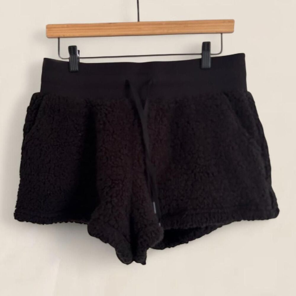 POPFLEX Black Sherpa fleece teddy Shorts lounge size Small